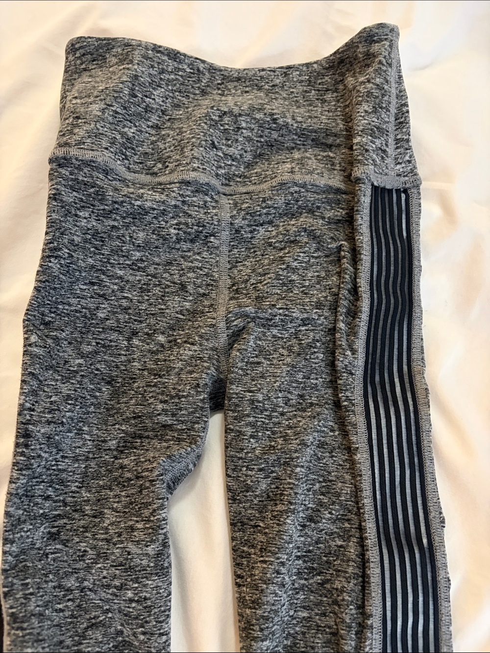 Beyond Yoga Grey Melange Leggings with Black Stripes
